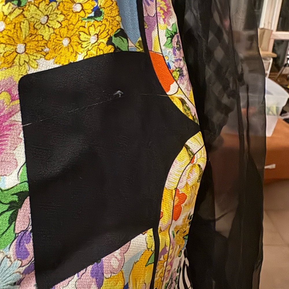 Camilla Black Patchwork Mini dress Button Front M… - image 14